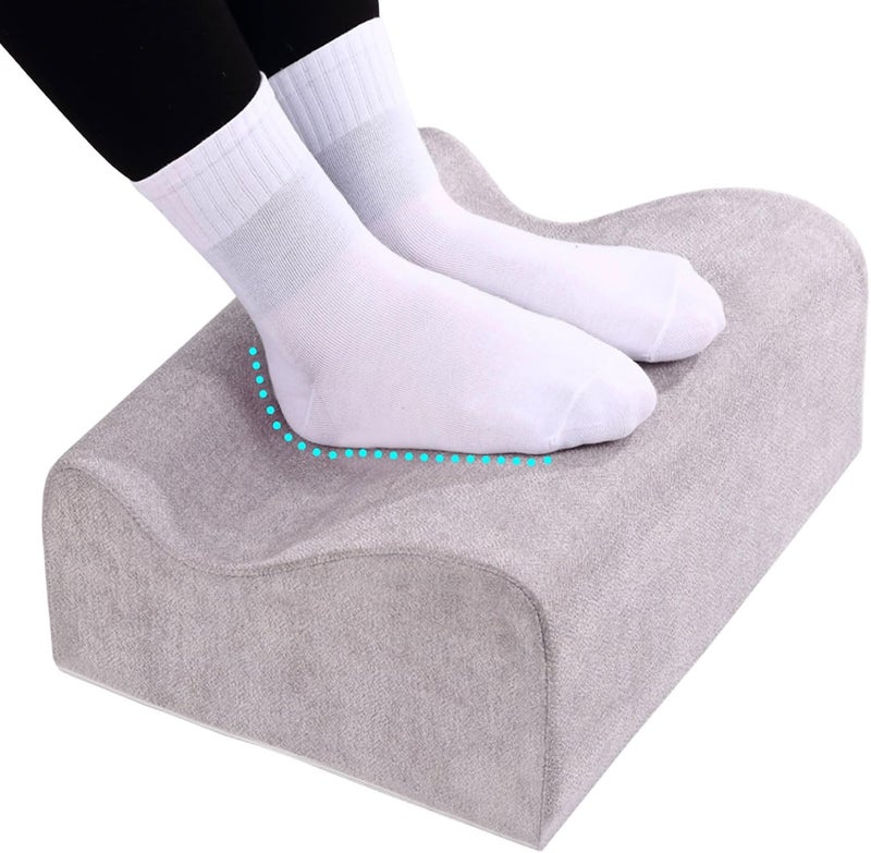 COMFelicify Foot Rest for Under Desk at Work, Ergonomic Under Desk Footrest with Washable Cover, Memory Foam Foot Stool for Office Chair & Gaming Chair, Back & Hip Pain Relief, Light Grey - Image 1